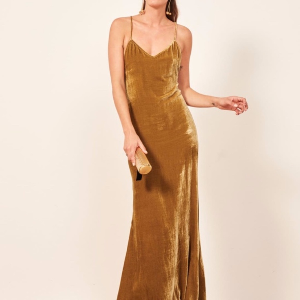 Gold Velvet Reformation Dress